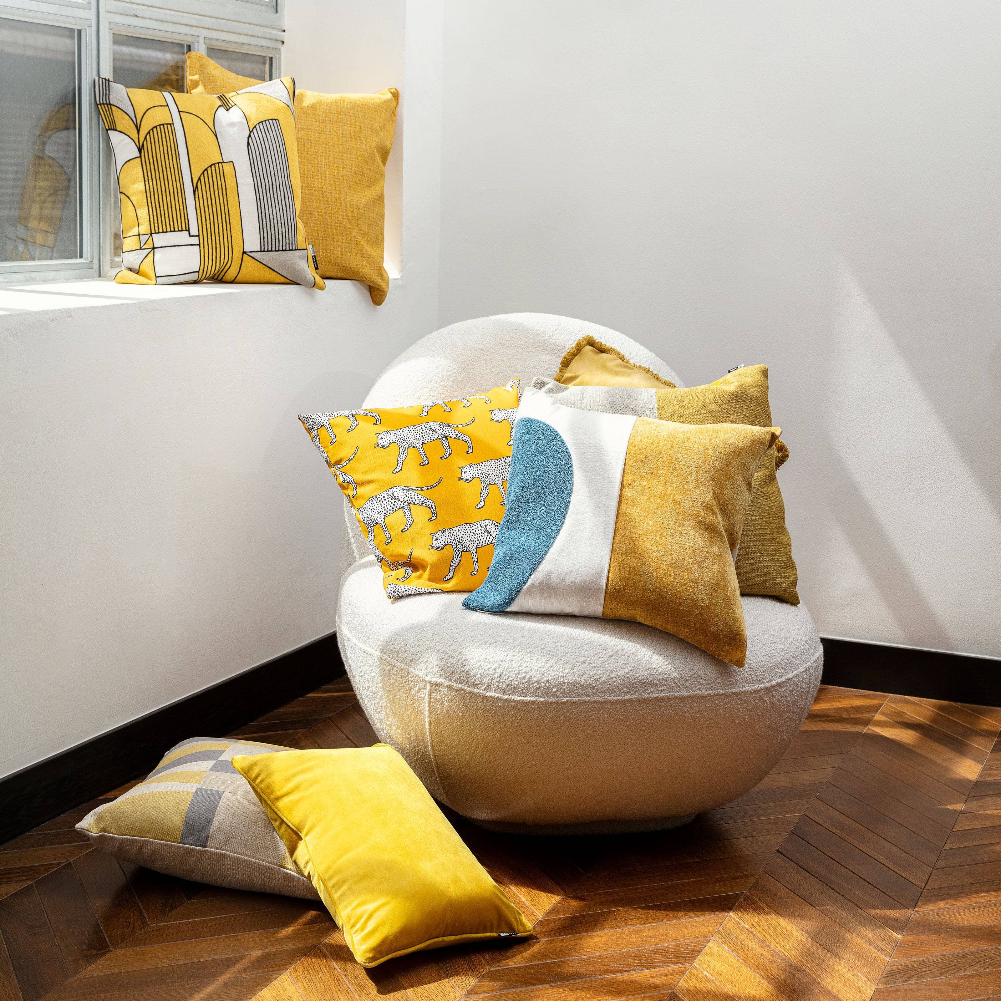 Manhattan Cushion, Mustard, 45x45 cm 2