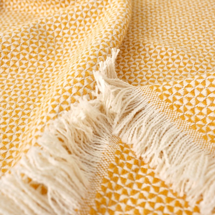 Isaac Triangle Casual Soft Throw, Mustard, 140x190 cm Throws sazy.com