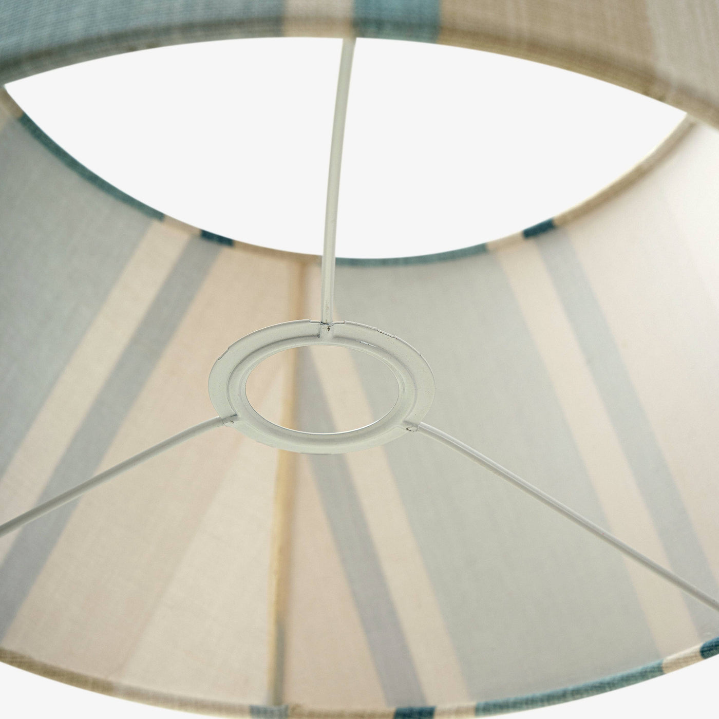 Hadley Stripe Print Linen Lamp Shade, Off-White - Blue Lamp Shades sazy.com