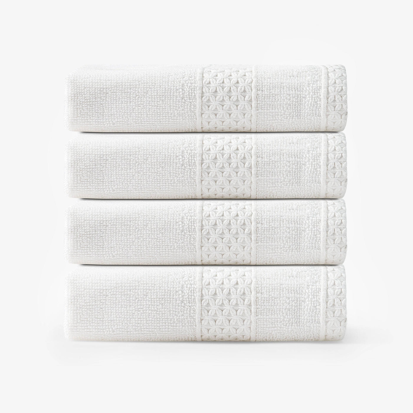Aqua Fibro Set of 4 Extra Soft 100% Turkish Cotton Face Cloth, Off-White, 33x33 cm 1