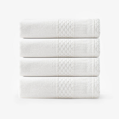 Aqua Fibro Set of 4 Extra Soft 100% Turkish Cotton Face Cloths, Off-White Face Cloths sazy.com