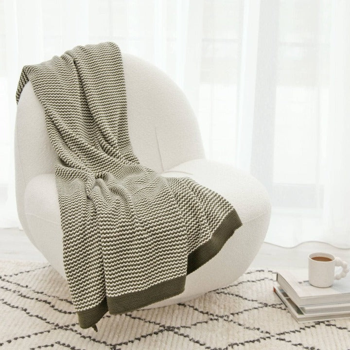 Nautical Knitted Soft Throw, Green, 125x160 cm Throws sazy.com