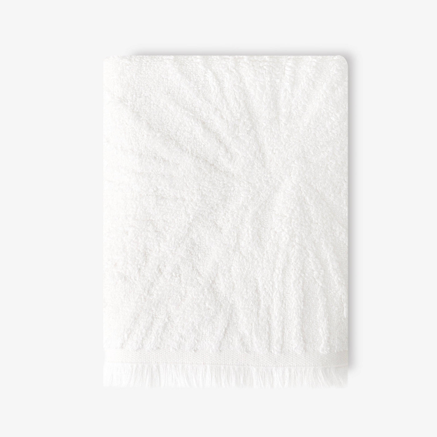 Barbara Jacquard Fringed 100% Turkish Cotton Hand Towel, Off-White 1