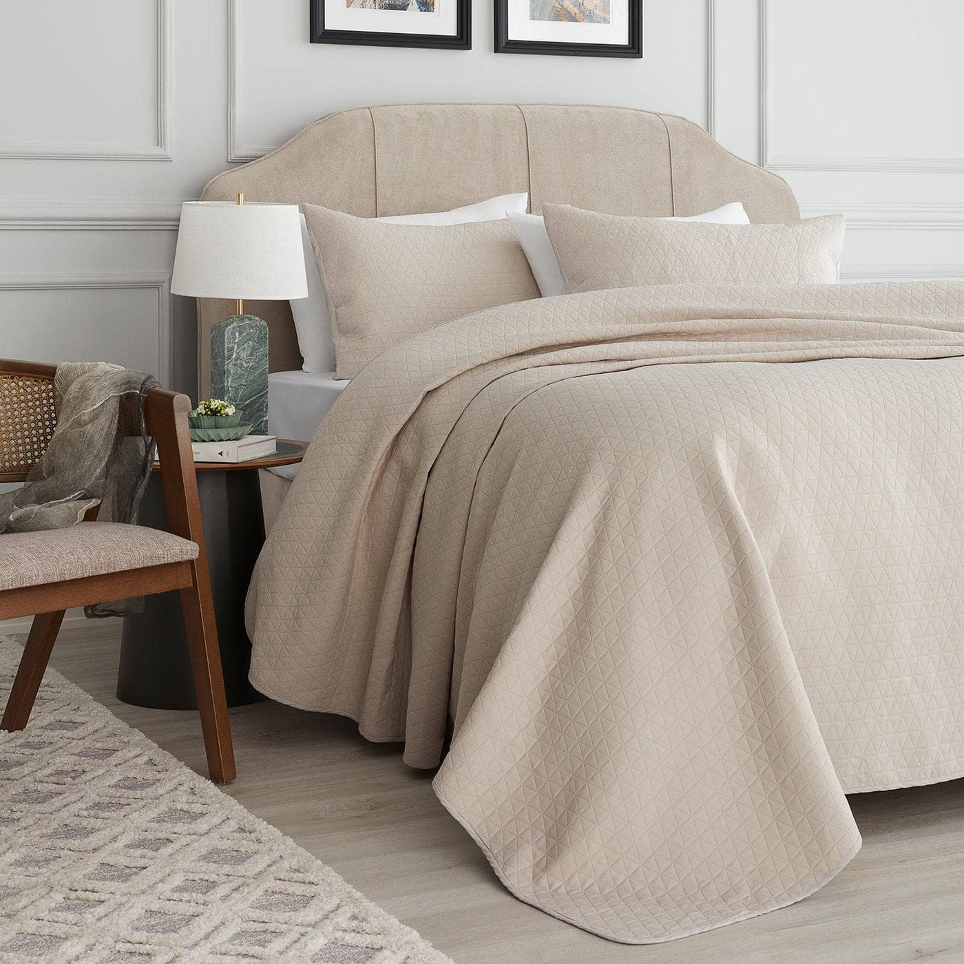 Minnie Solid Bedspread Set, Stone Grey Blankets & Bedspreads sazy.com