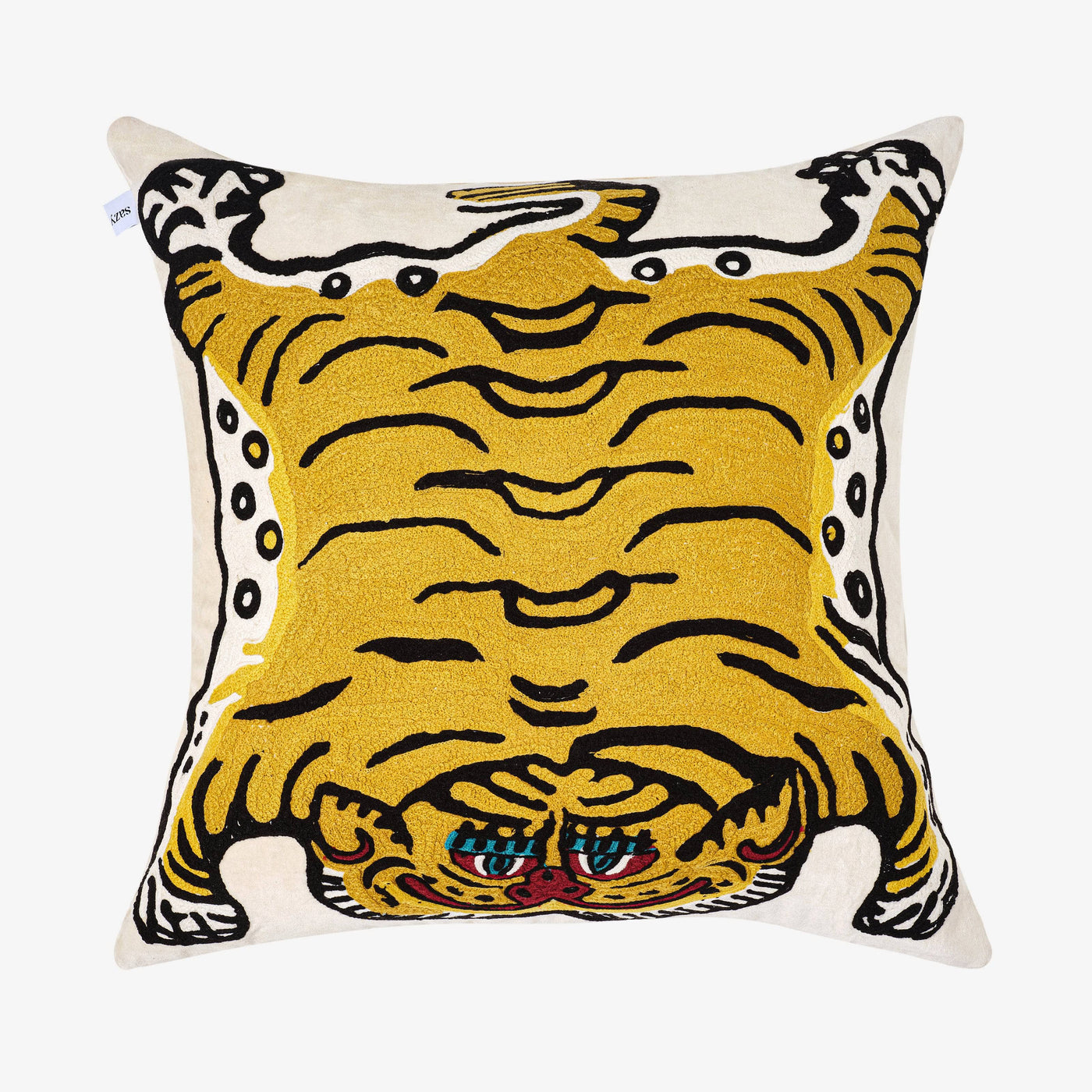 Shere Tiger Cushion Cover, White - Mustard, 60x60 cm 1