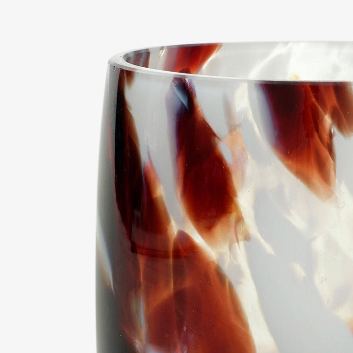 Brillante Hand-blown Vase, White - Brown, XS Vases sazy.com