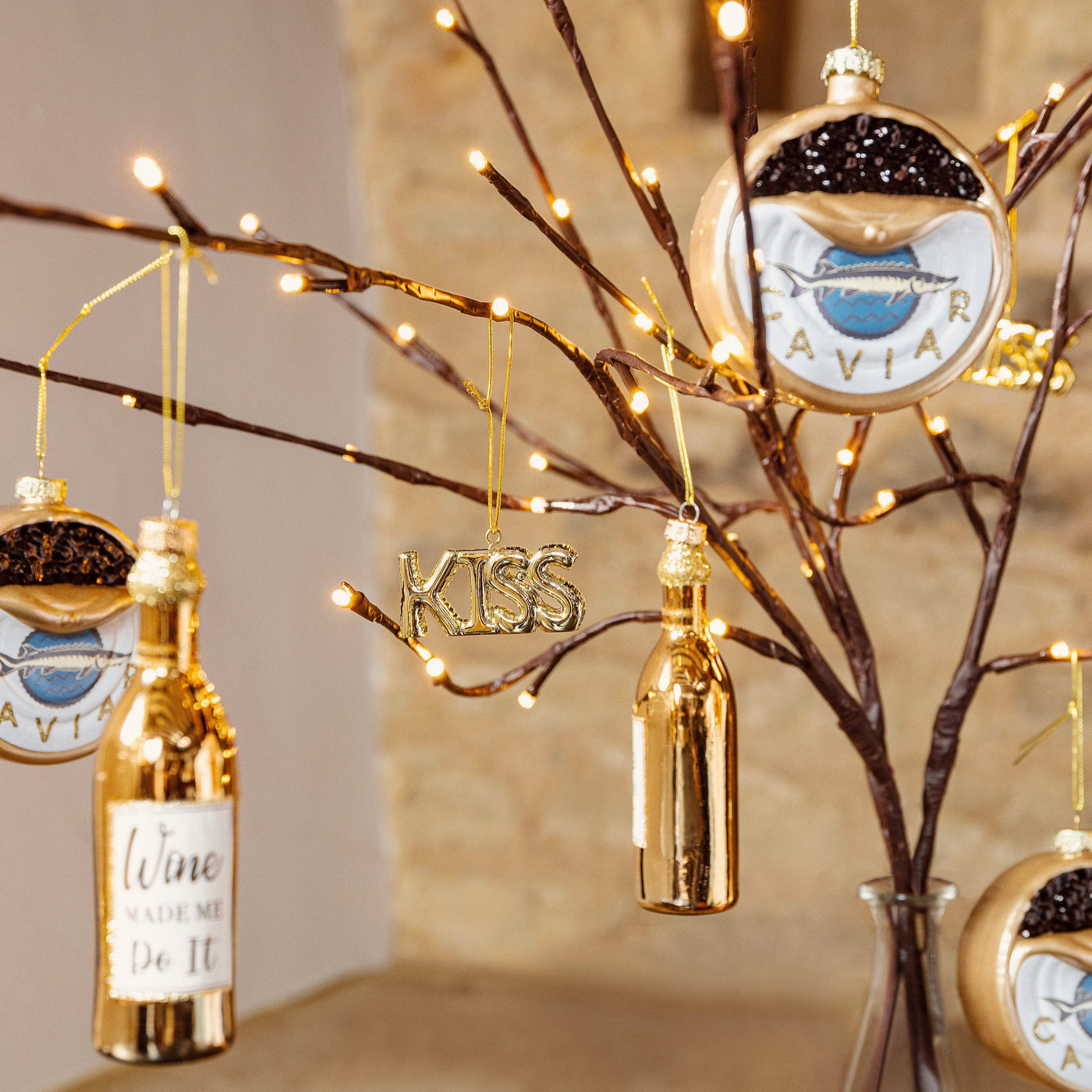 KISS Set of 2 Ornaments, Gold Christmas sazy.com