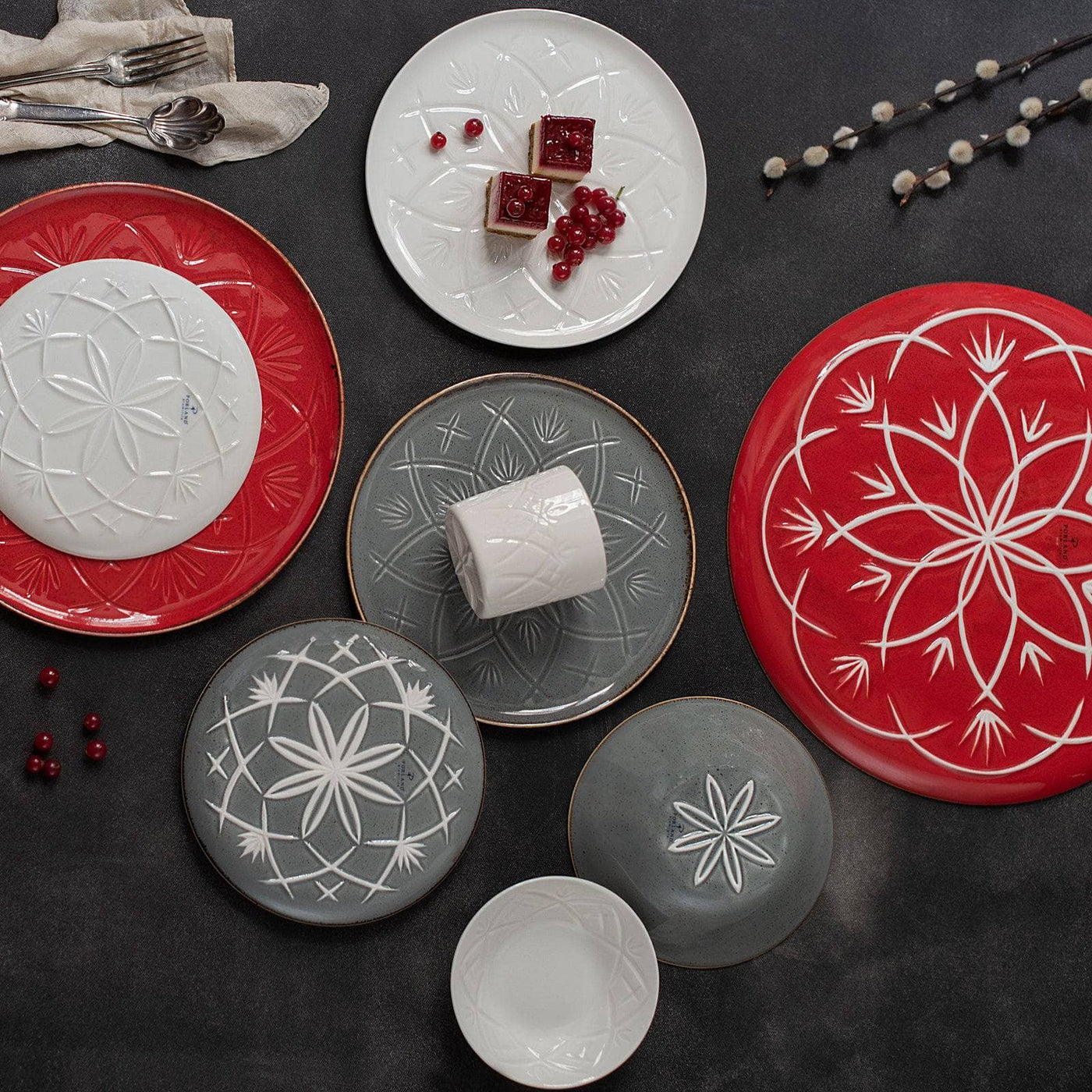 Christina Set of 6 Flat Plates, Grey, 32 cm Plates sazy.com
