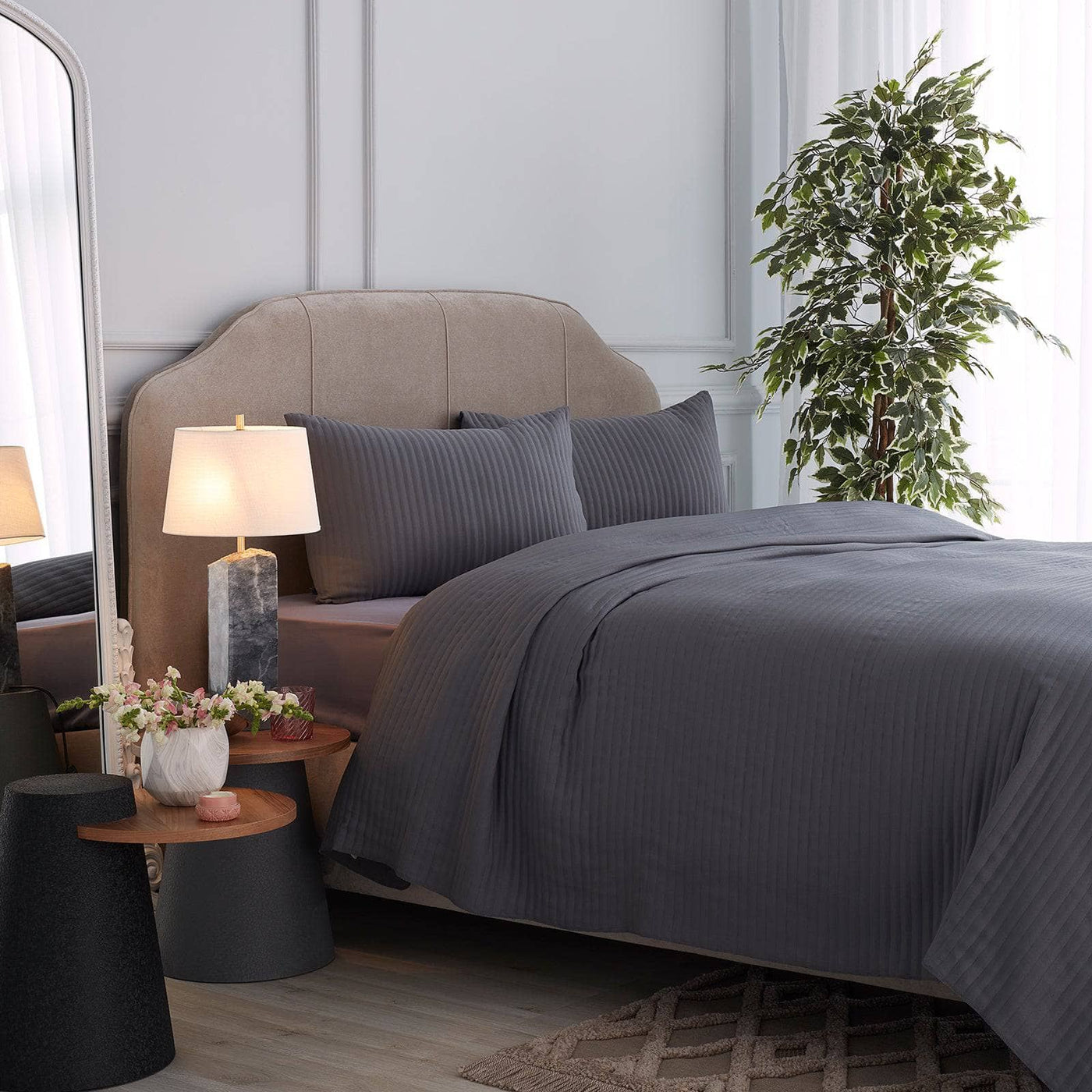 Nova Bedspread Set, Anthracite Grey Blankets & Bedspreads sazy.com