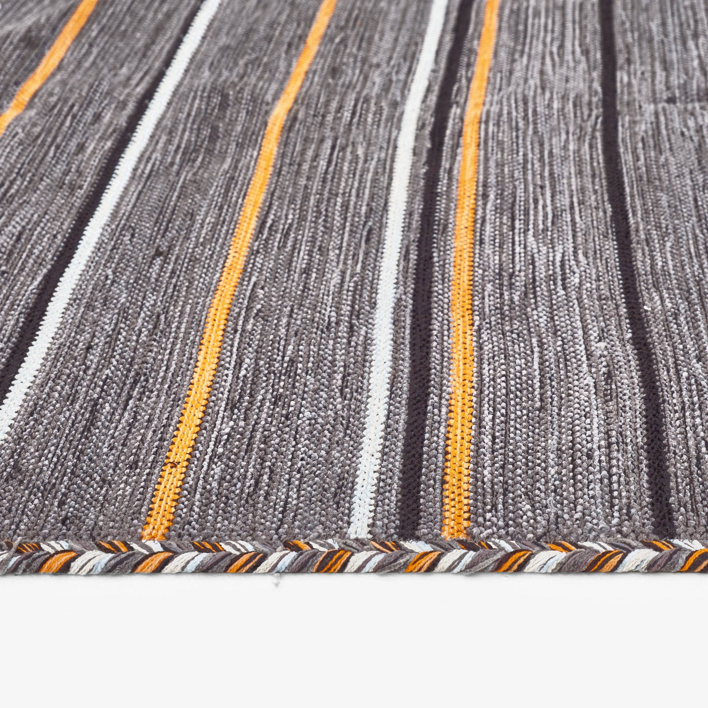  Osvaldo Hand Woven Striped Rug, Anthracite Grey, 160x230 cm 2