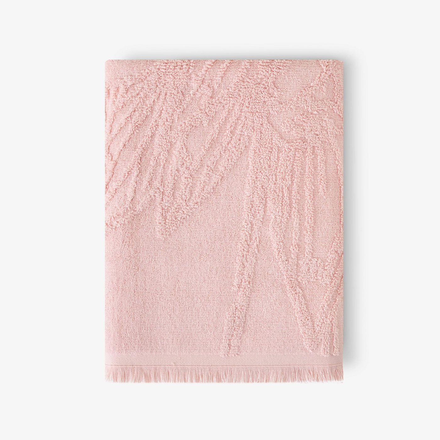 Barbara Set of 2 Jacquard Fringed 100% Turkish Cotton Hand Towels, Pink Hand Towels sazy.com