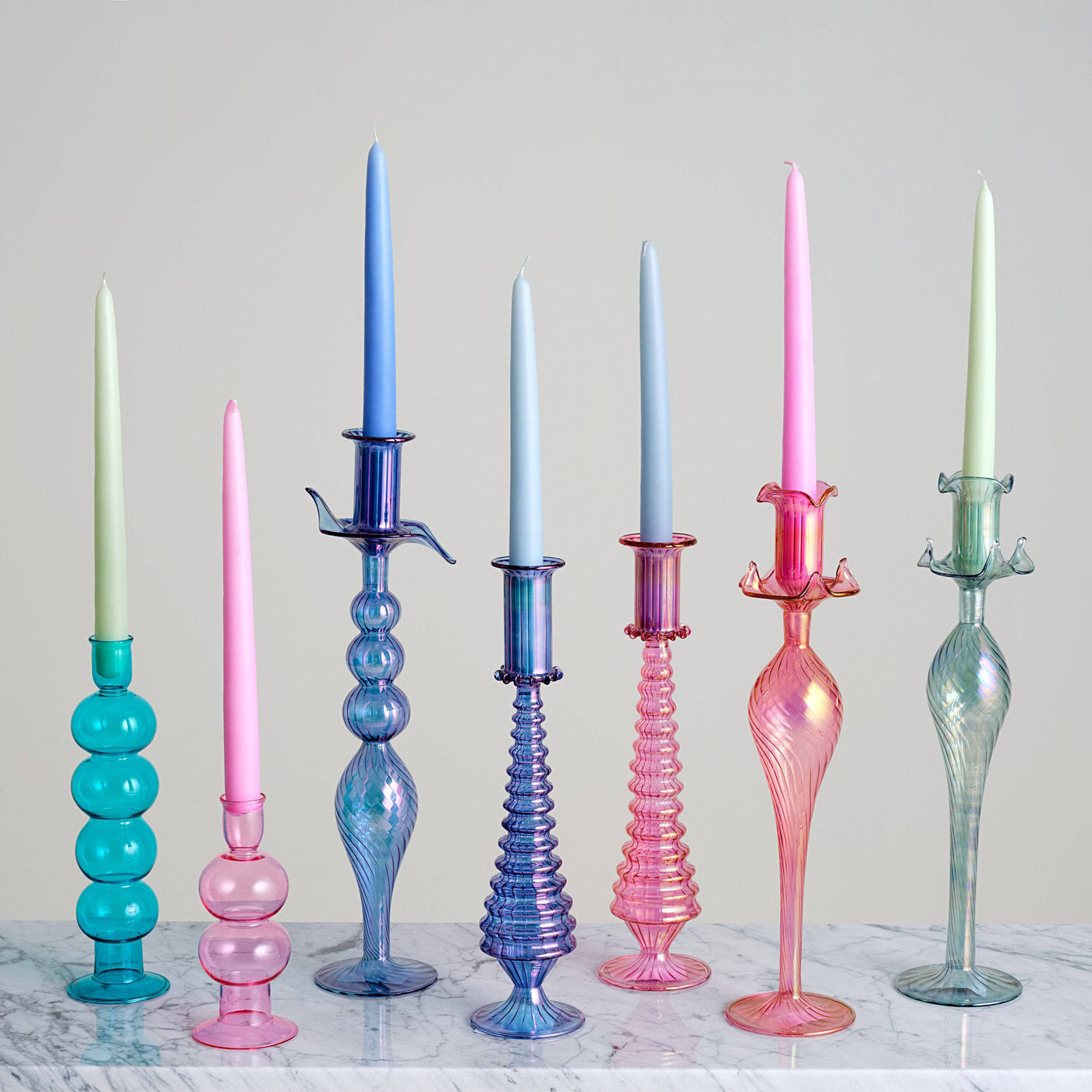 Emilia Handblown Bubble Candleholder, Turquoise, M Candle Holders sazy.com