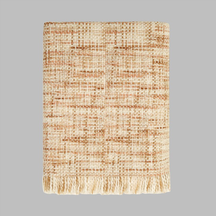 Enzo Chunky Throw, Terra - Cream, 140x196 cm Throws sazy.com