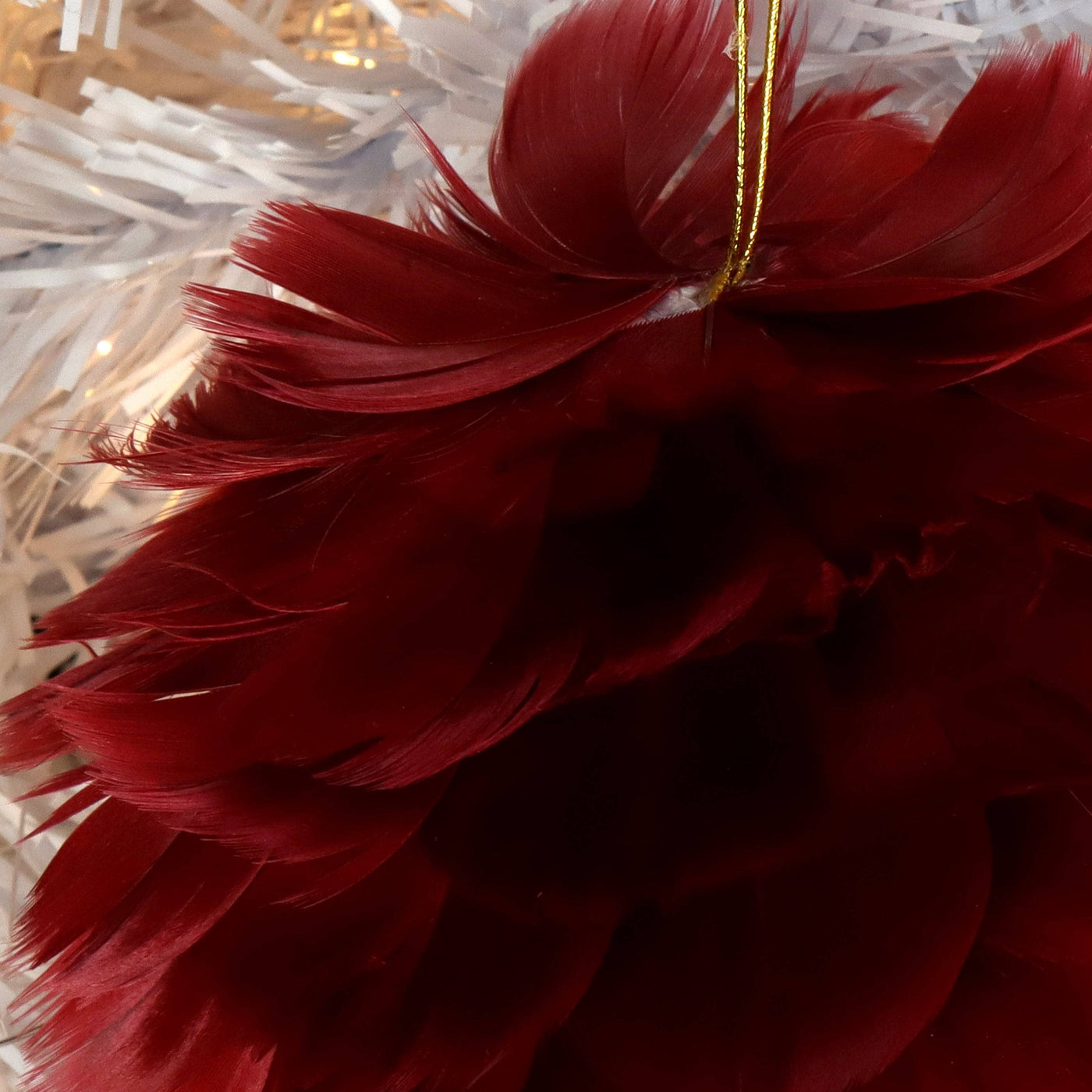 Feather Ornament Ball, Set of 2, Red 3