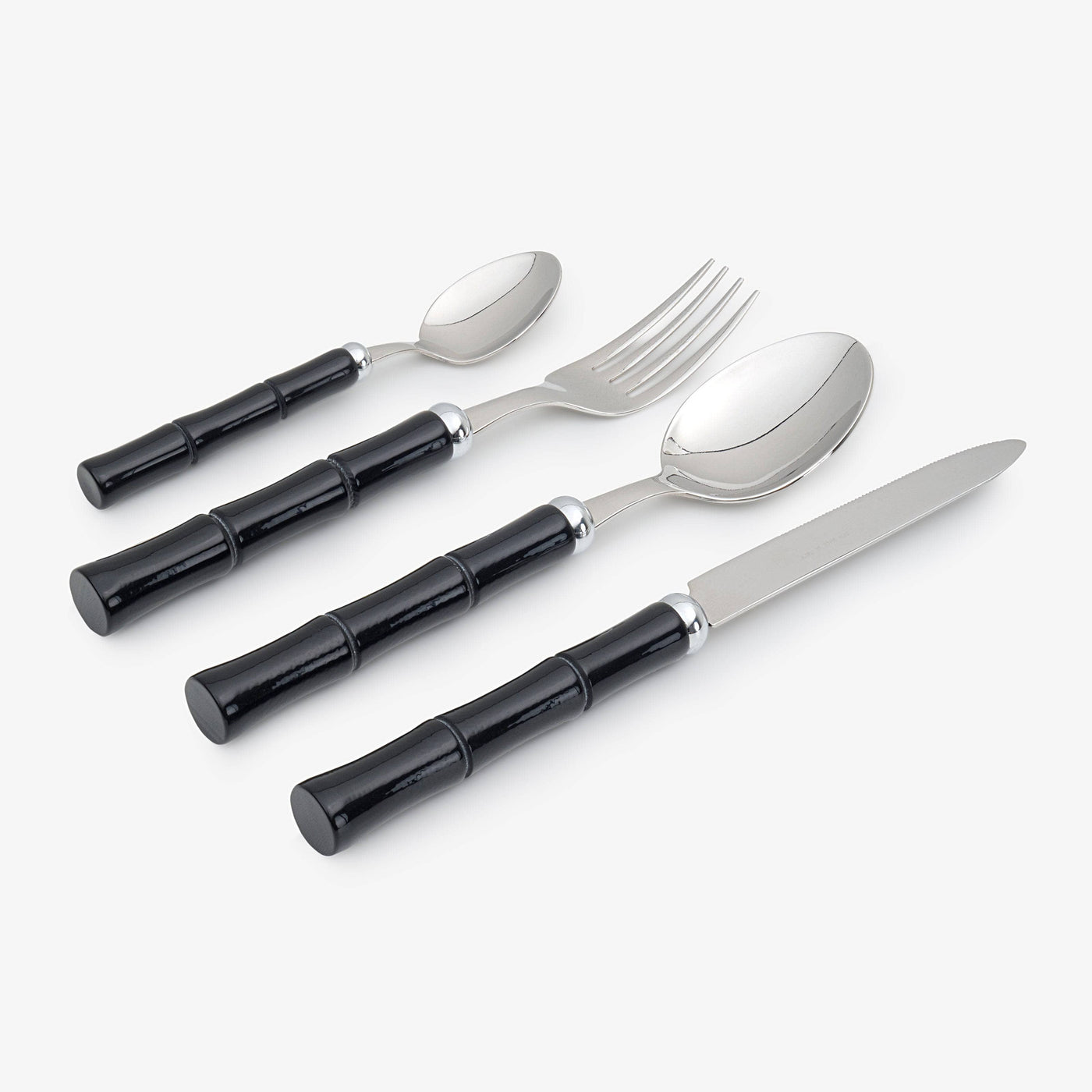 The Bamboo 4 Piece Cutlery Set, Black Cutlery sazy.com