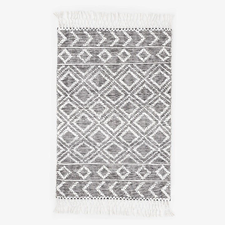 Sullivan Handwoven Geometric Rug, Black - White, 160x230 cm Modern Rugs sazy.com