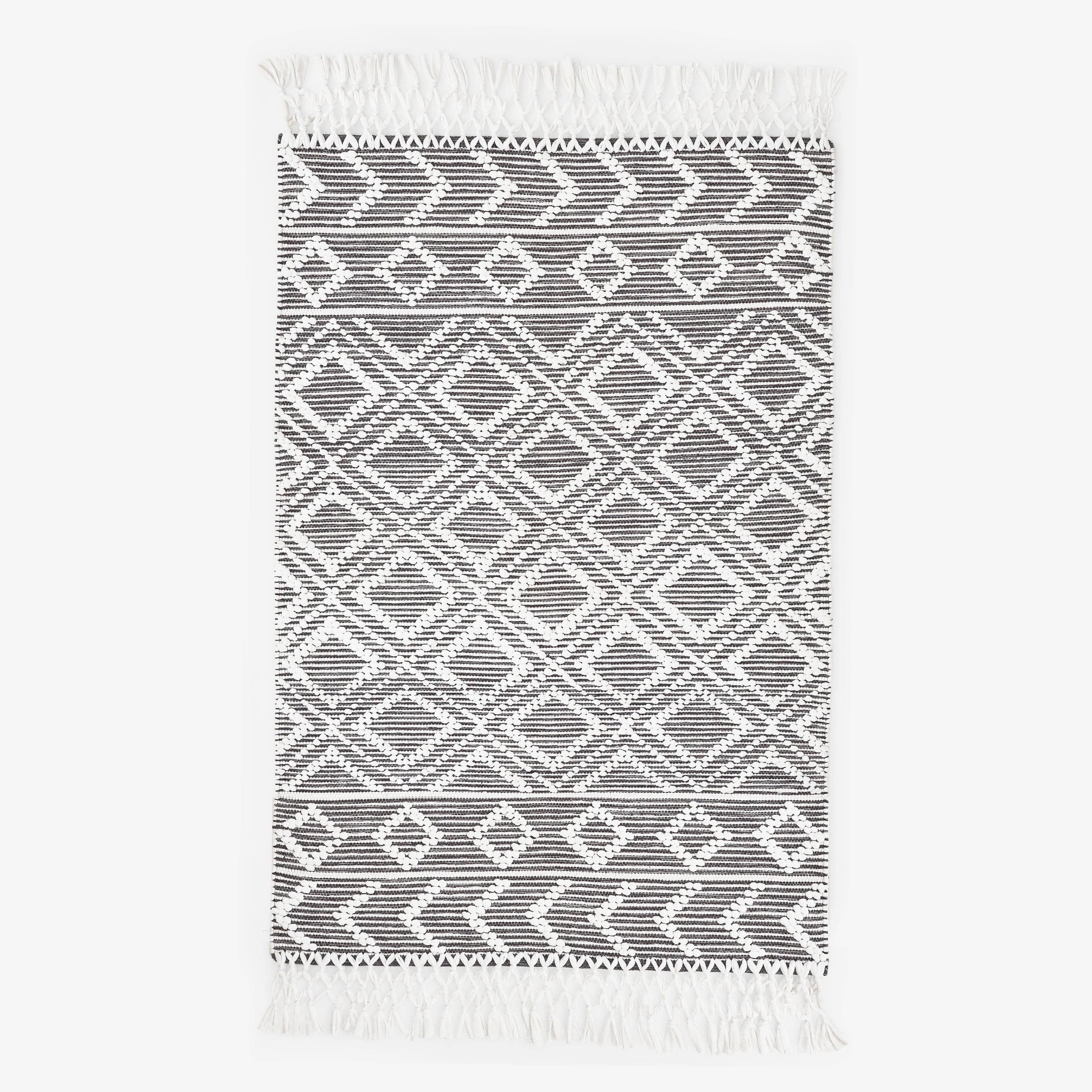 Sullivan Handwoven Geometric Rug, Black - White, 80x150 cm Modern Rugs sazy.com