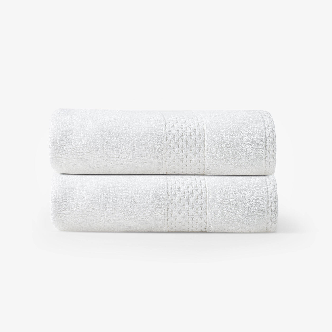 Aqua Fibro Set of 2 Extra Soft 100% Turkish Cotton Hand Towel, White, 50x90 cm 1
