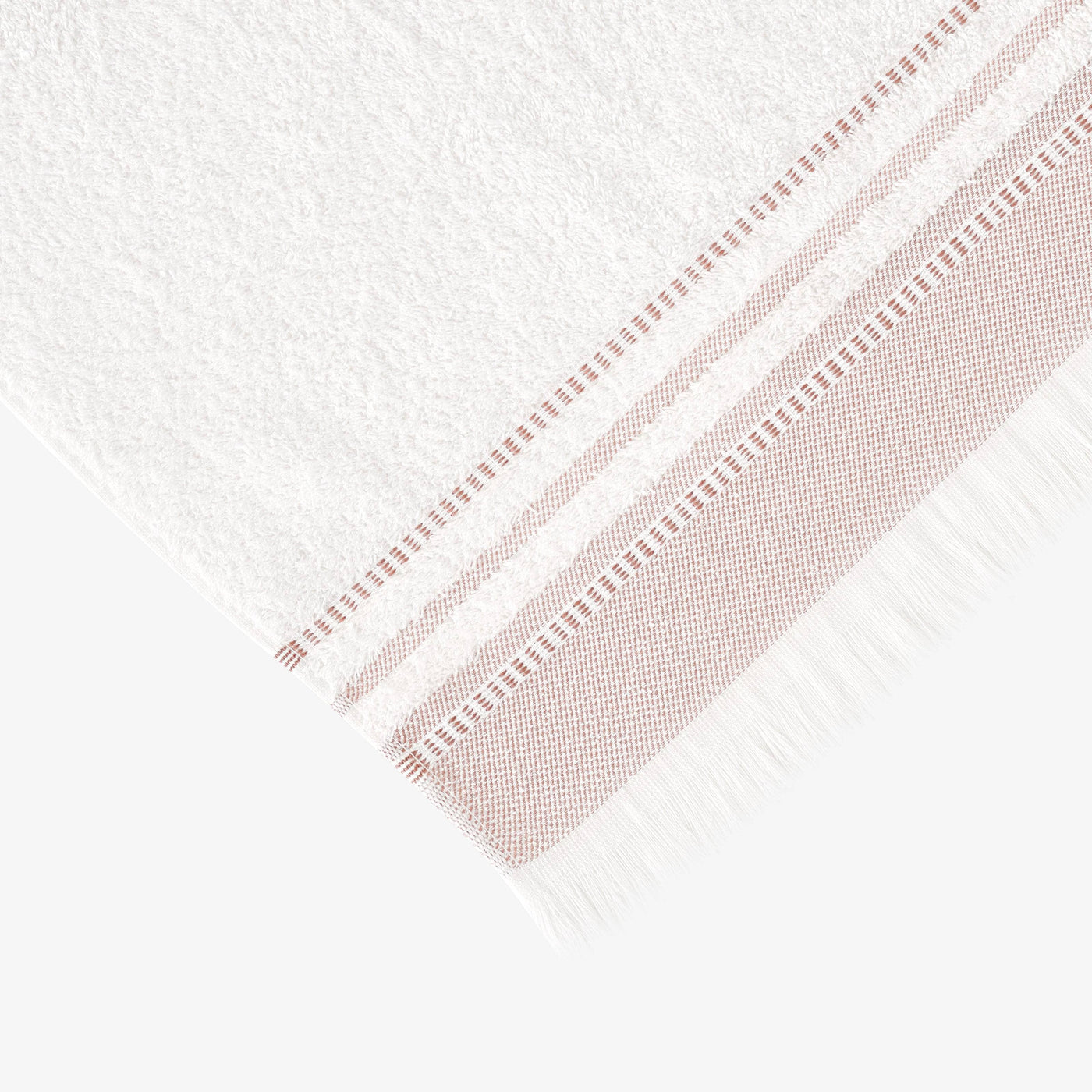 Betty Set of 2 Border Striped 100% Turkish Cotton Hand Towels, Off-White - Cinnamon Hand Towels sazy.com