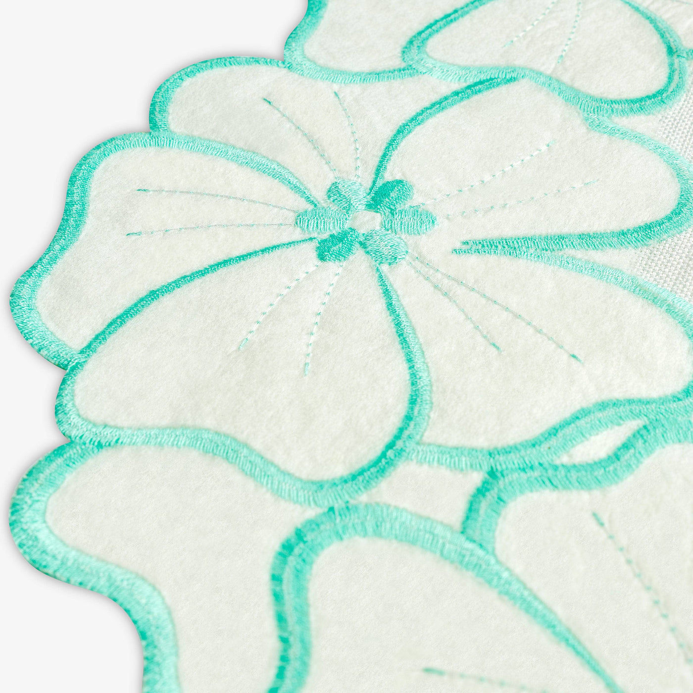 Hannah Embroidered Daisy Placemat and Coaster Set, Mint Placemats sazy.com