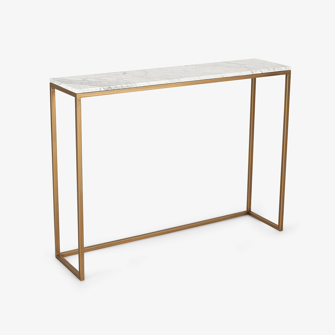 Carrara Marble - Metal Console Table, Bronze - White Console Tables sazy.com