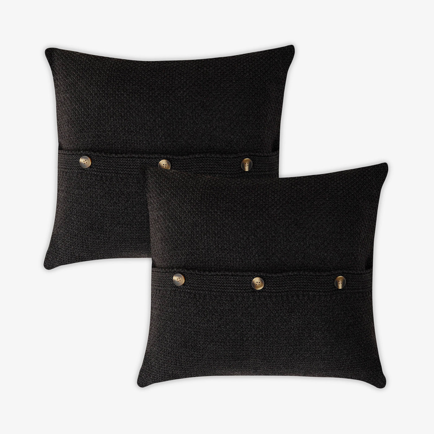 Benjamin Set of 2 Waffle Knitted Cushion Cover, Anthracite Grey, 45x45 cm 1