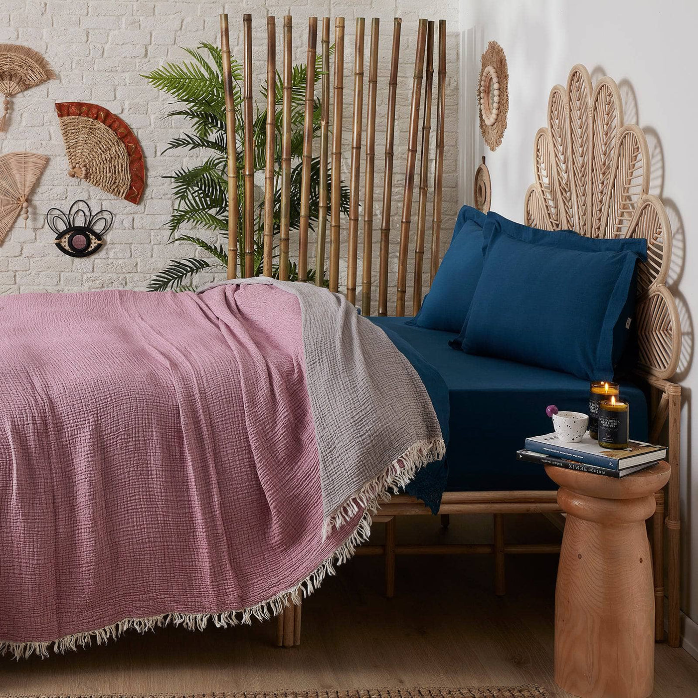 Birch Textured 100% Turkish Cotton Bedspread, Plum, 250x260 cm Blankets & Bedspreads sazy.com