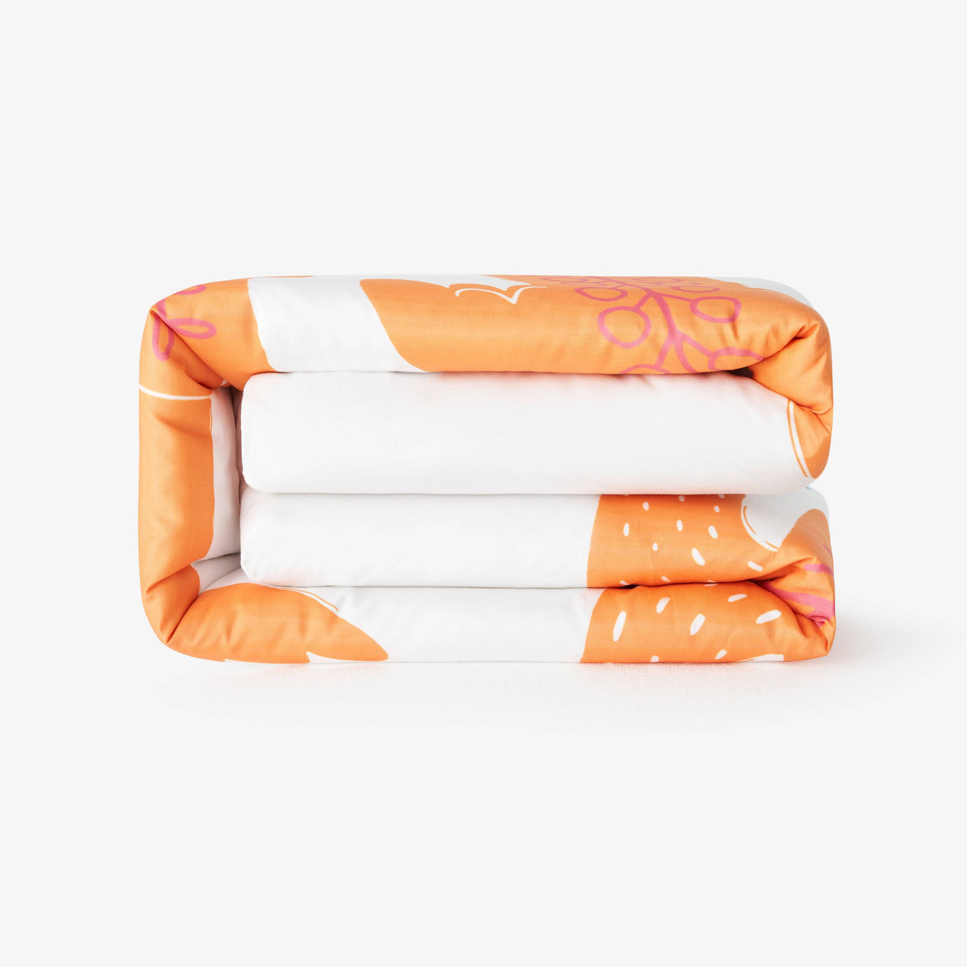 Bird Reversible Duvet Cover Set, Orange - White, 140x200 cm Kids Bedding sazy.com