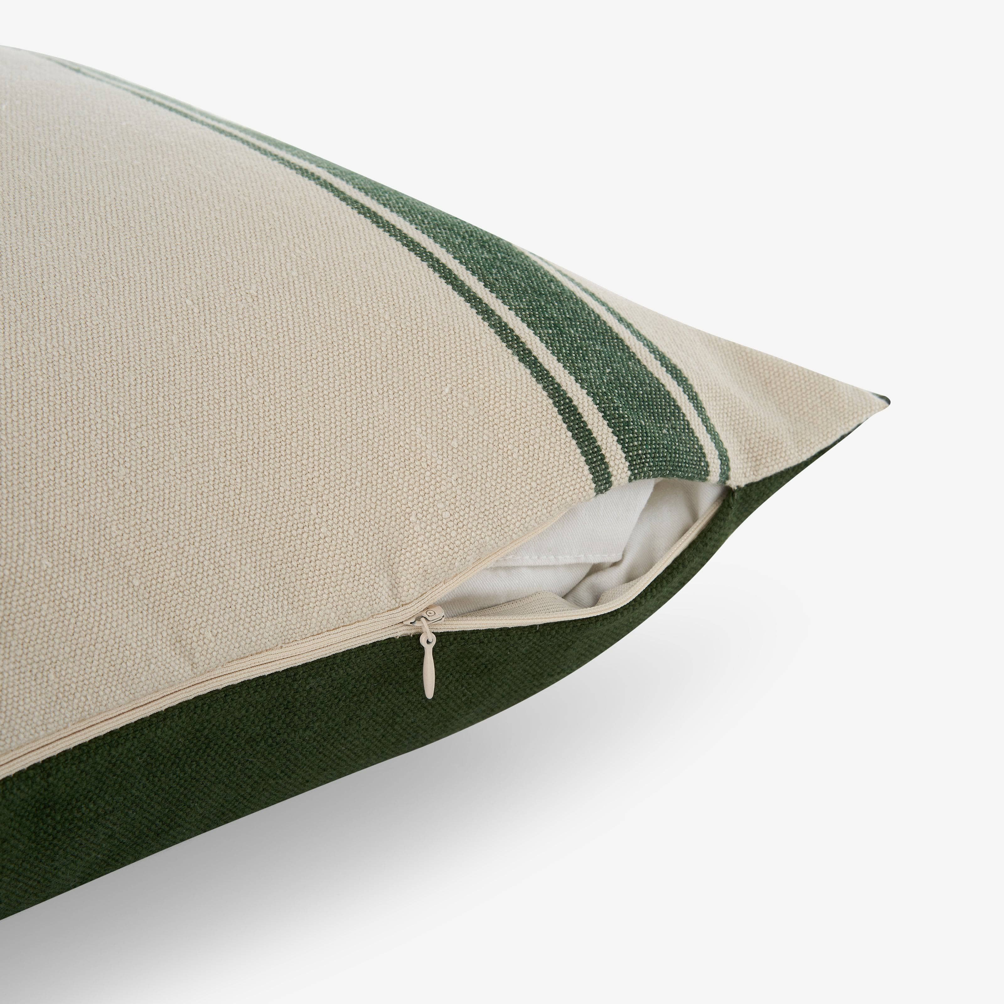 Lido Striped Linen Cushion Cover, Natural - Green, 45x45 cm - 5