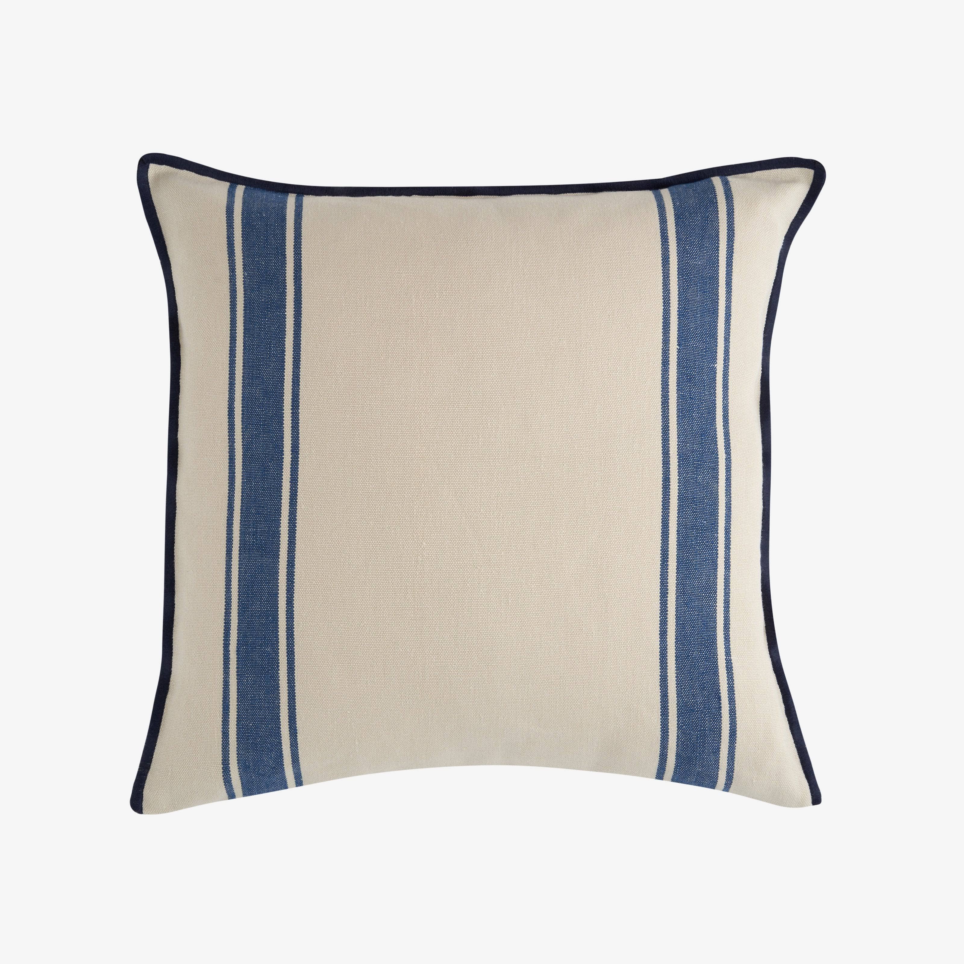 Lido Striped Linen Cushion Cover, Natural - Blue, 45x45 cm - 1