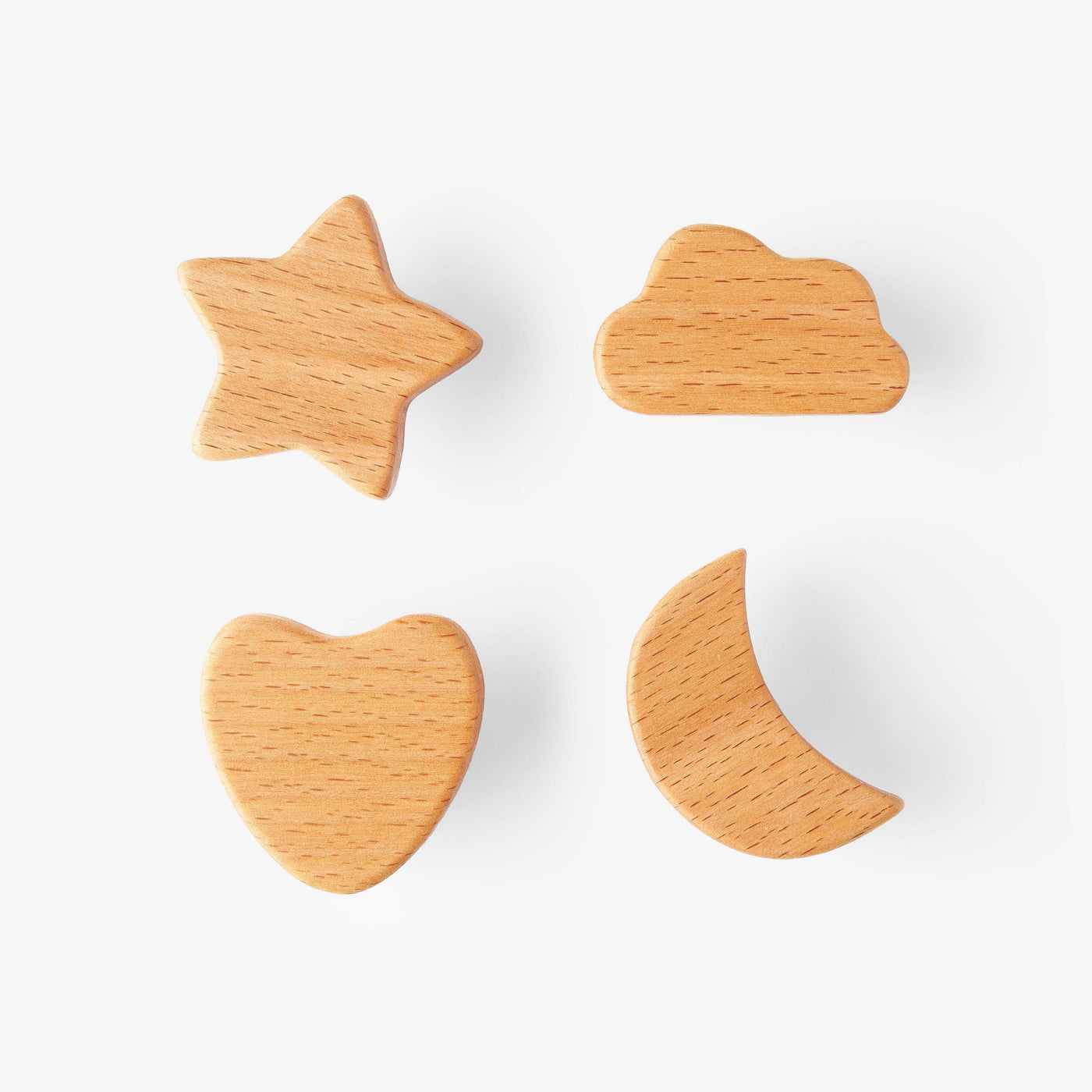 Shapes Knobs Set of 4, Beech, Brown Kids Accessories sazy.com