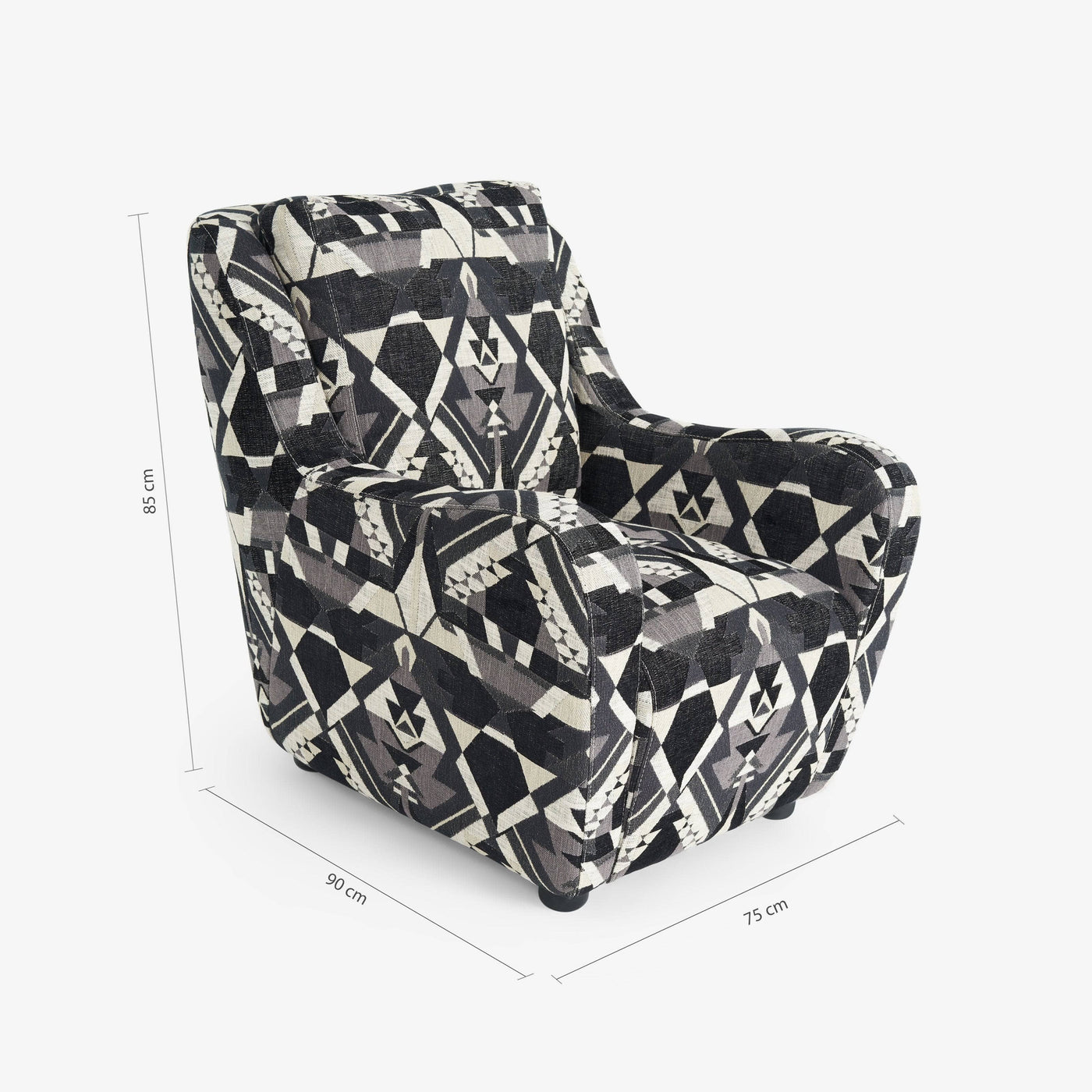 Bankes Armchair and Footstool, Black - White Armchairs sazy.com