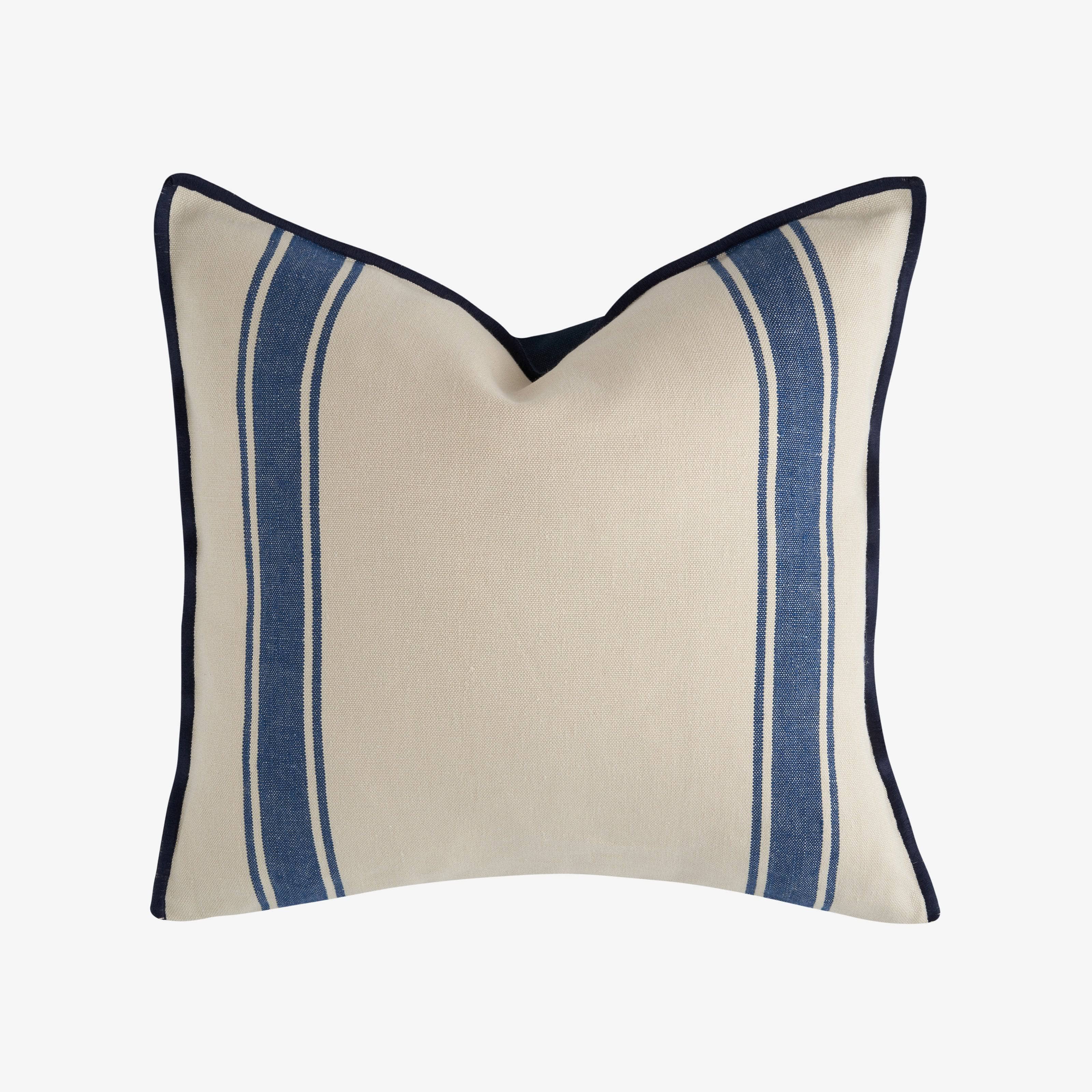 Lido Striped Linen Cushion Cover, Natural - Blue, 45x45 cm - 3