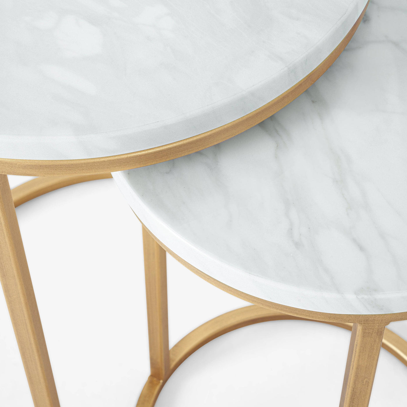 Carrara Marble - Metal Nesting Coffee Tables, Gold, Set - 5