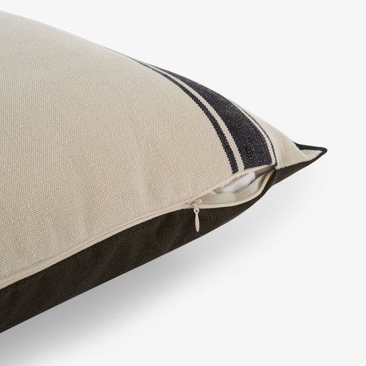 Lido Striped Linen Cushion Cover, Natural - Black, 45x45 cm - 5