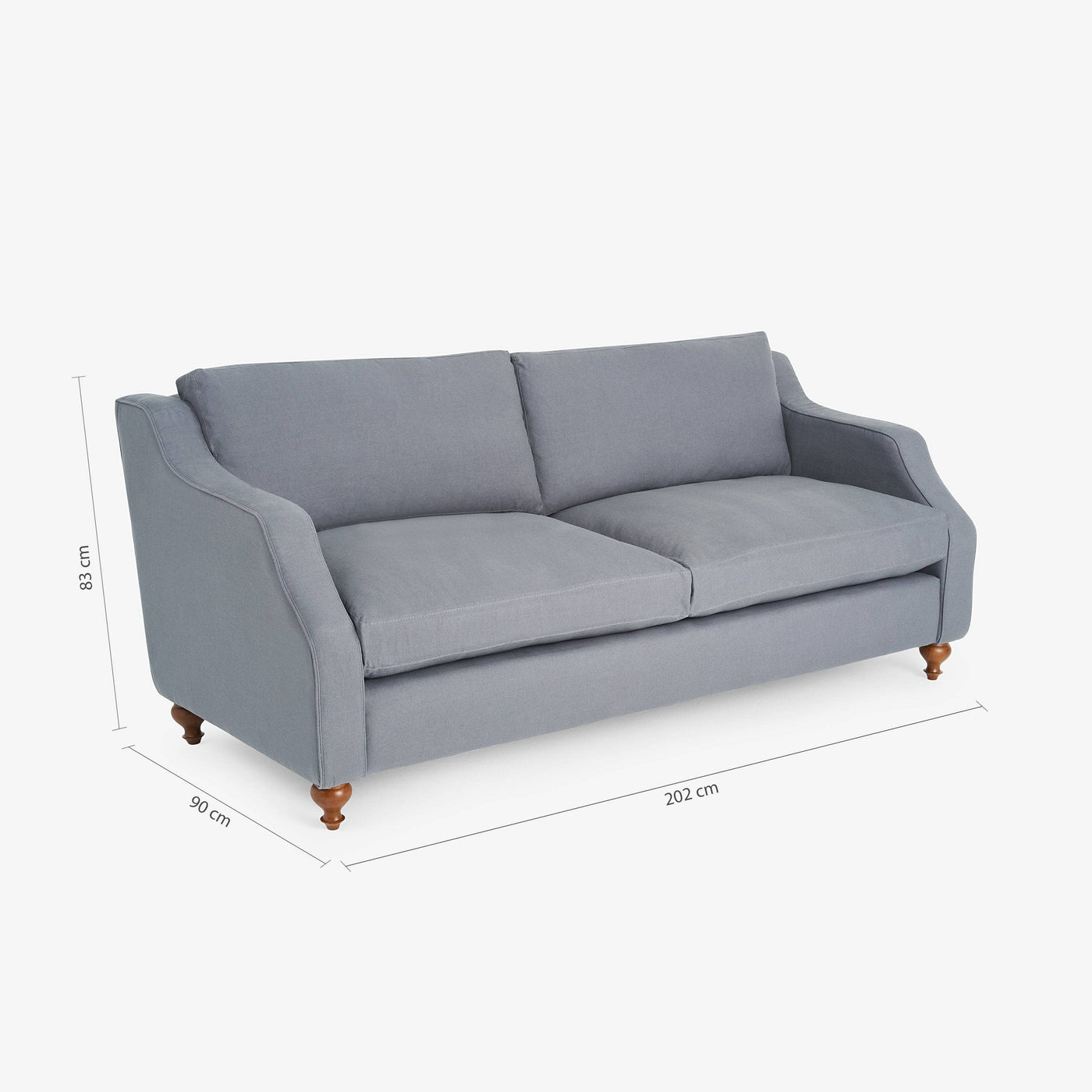 Kristal Linen 3 seater sofa, Grey - 2