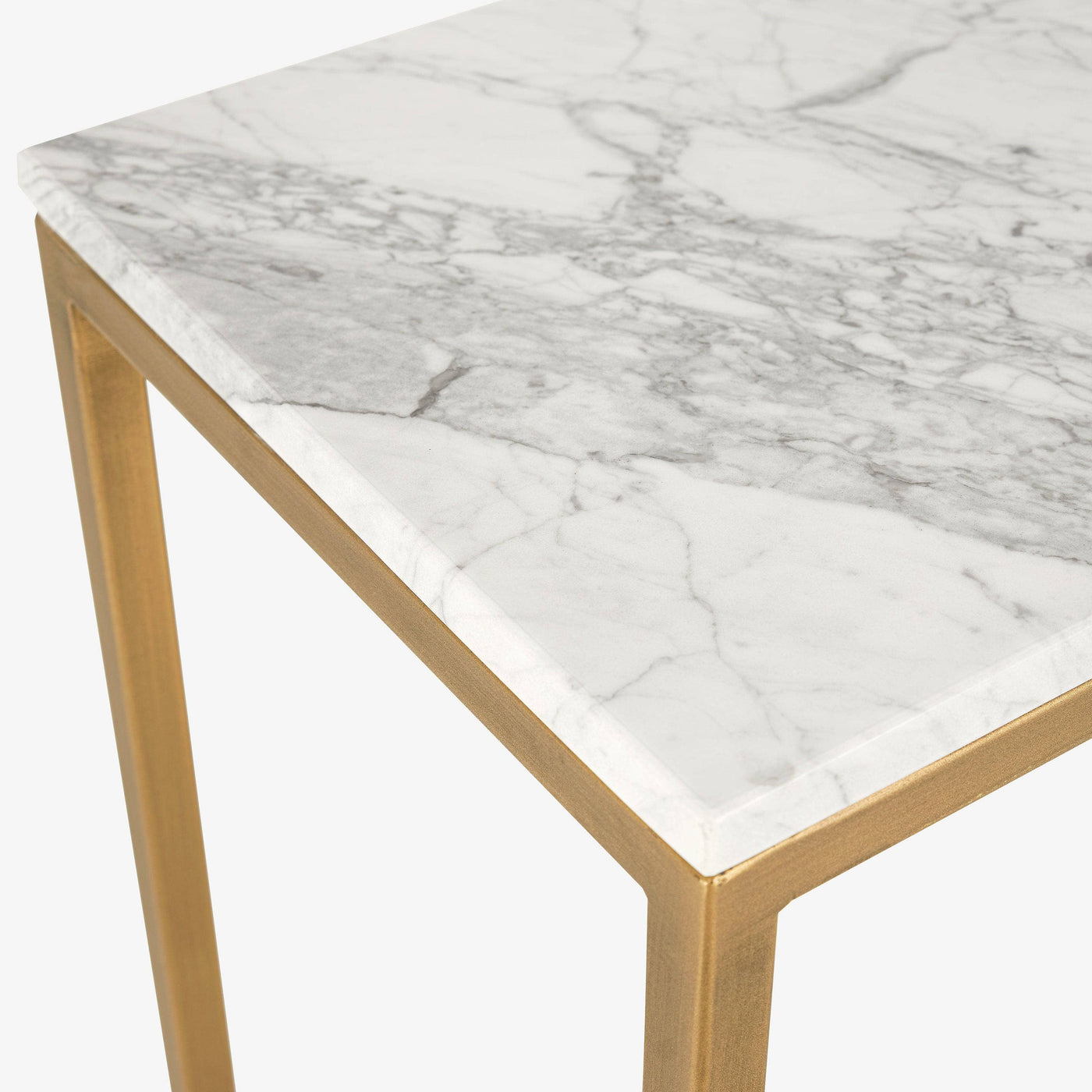 Carrara Marble - Metal Console Table, Bronze - White Console Tables sazy.com