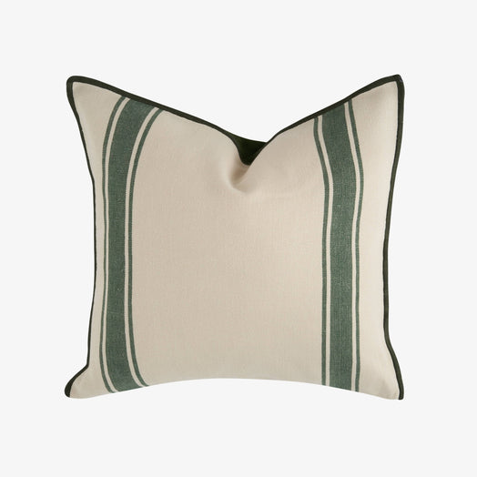 Lido Striped Linen Cushion Cover, Natural - Green, 45x45 cm - 3