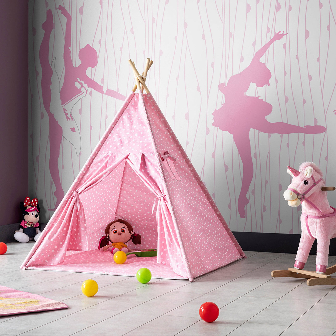Doroo Kids Teepee Tent, Pink 2