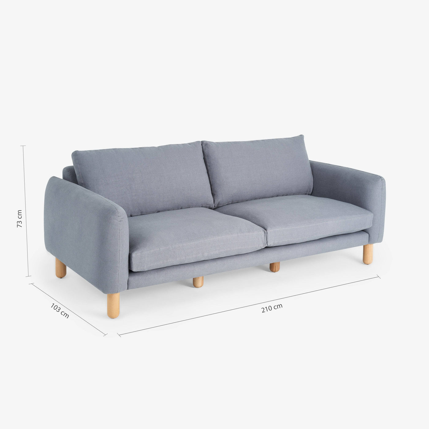 Sunso Linen 3 Seater Sofa, Grey - 2