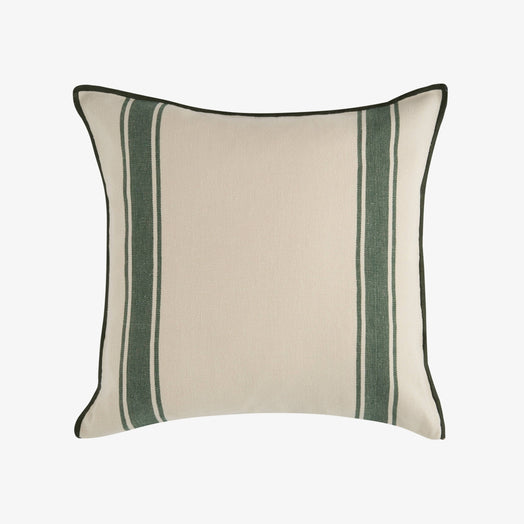 Lido Striped Linen Cushion Cover, Natural - Green, 45x45 cm - 1