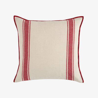 Lido Striped Linen Cushion Cover, Natural - Red, 45x45 cm - 1
