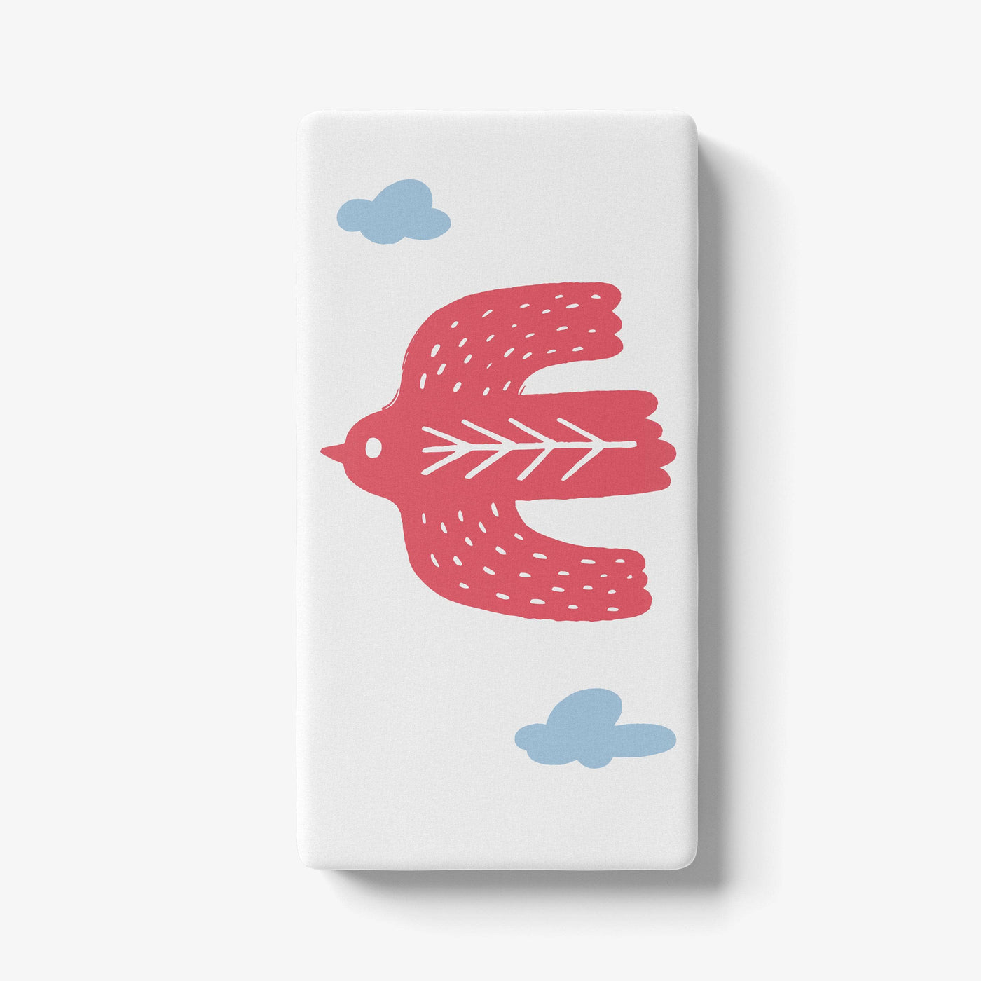 Bird Fitted Sheet, White - Red, 90x190 cm 4