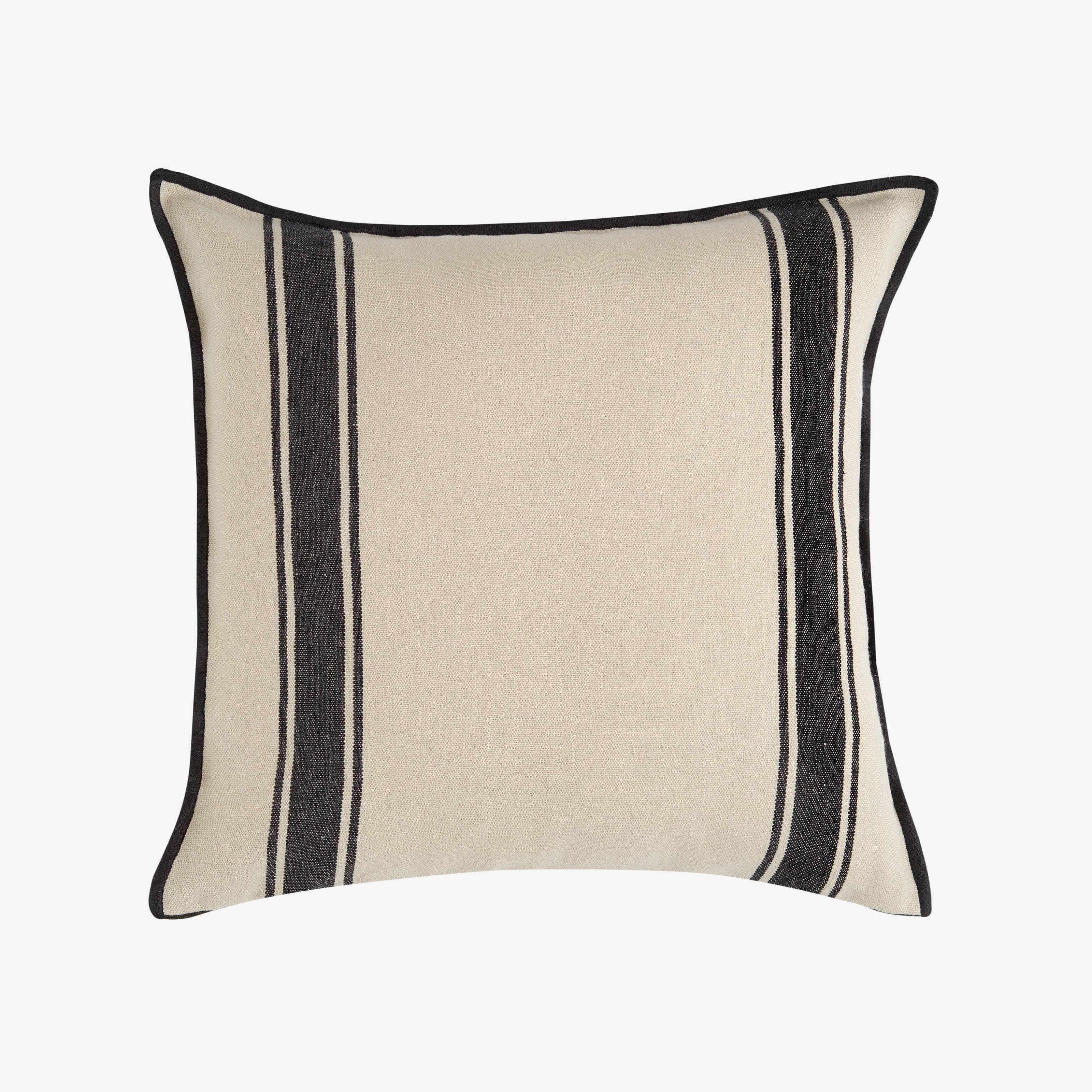 Lido Striped Linen Cushion Cover, Natural - Black, 45x45 cm - 1