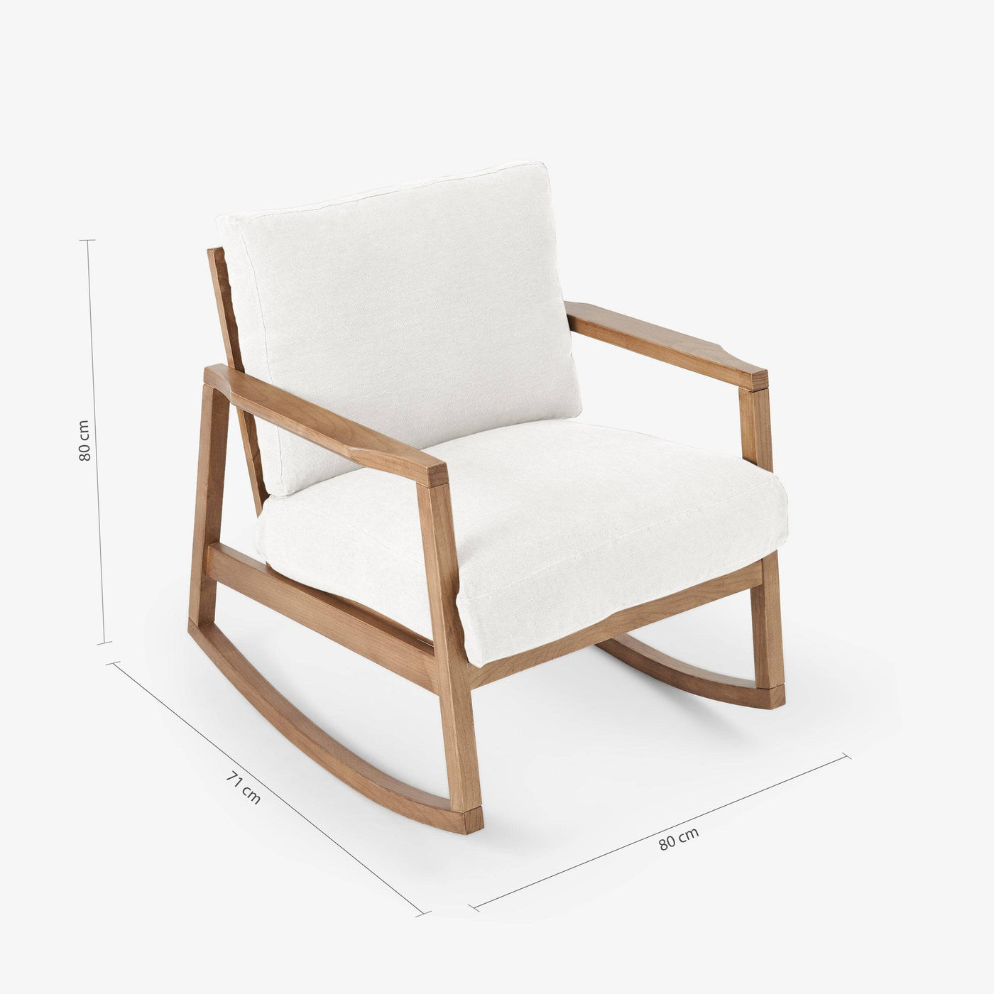 Rocky Beech - Linen Rocking Chair, White Armchairs sazy.com