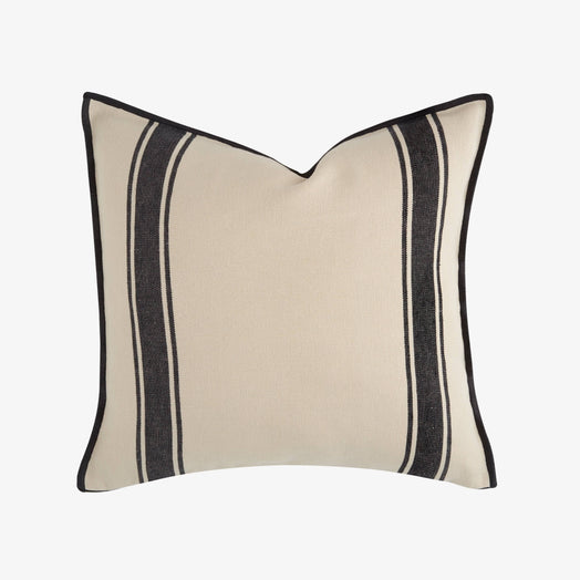 Lido Striped Linen Cushion Cover, Natural - Black, 45x45 cm - 3