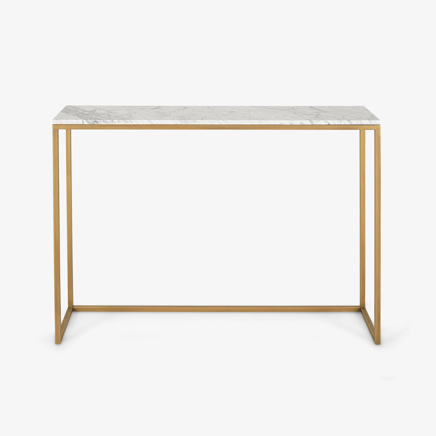 Carrara Marble - Metal Console Table, Bronze - White - 1