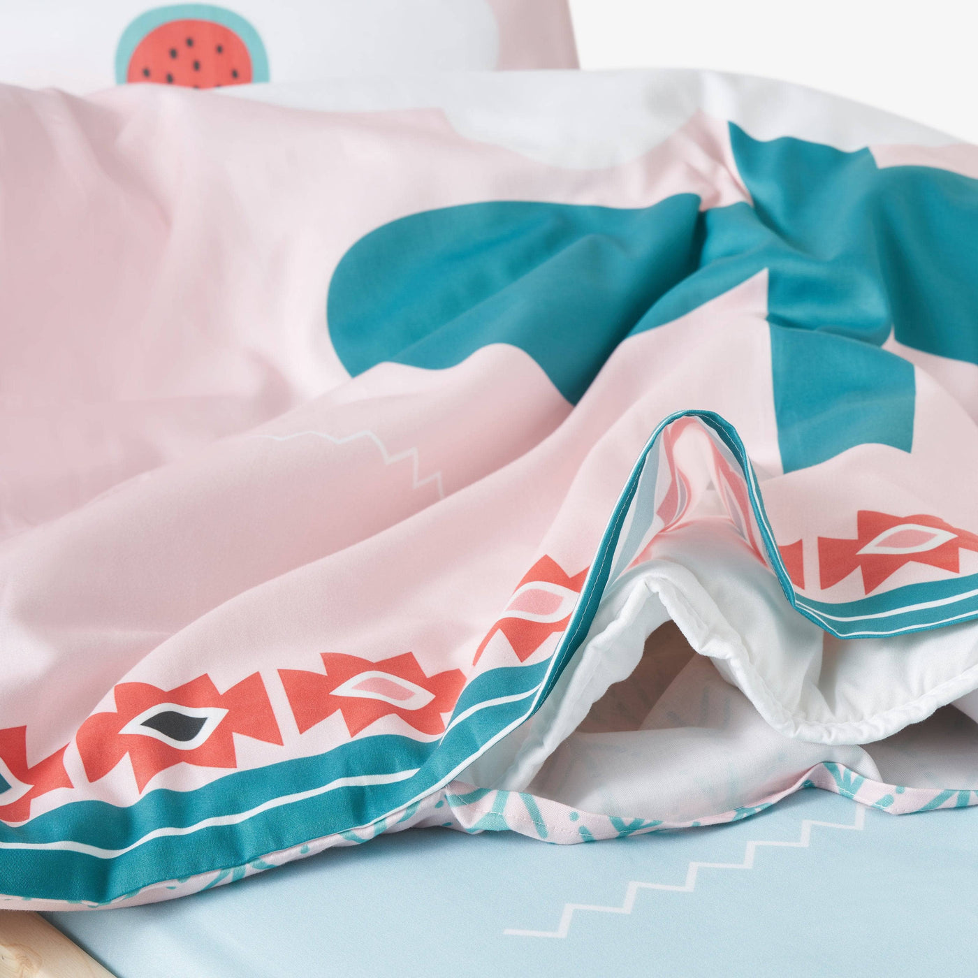 Flower Reversible Duvet Cover Set, Pink - Green, 140x200 cm - 5