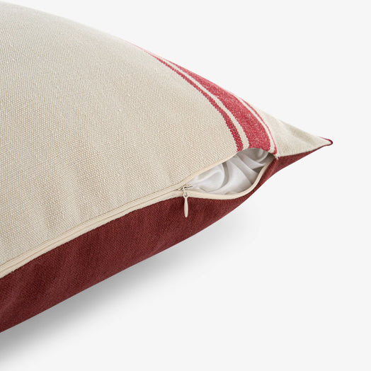 Lido Striped Linen Cushion Cover, Natural - Red, 45x45 cm - 5