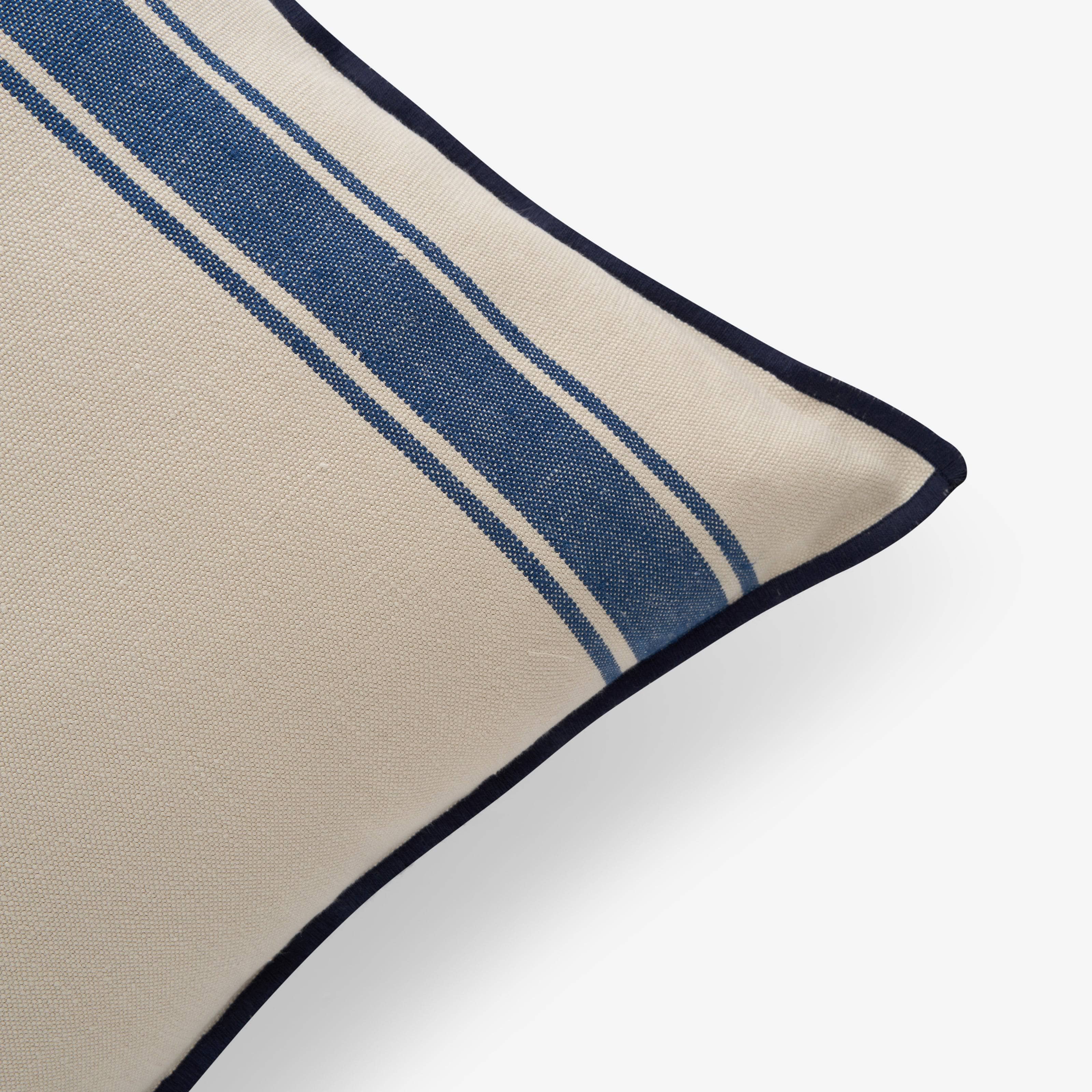 Lido Striped Linen Cushion Cover, Natural - Blue, 45x45 cm - 4